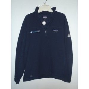 Patagonia Fleece Pullover 1/4 zip Dark Navy Med Clear Plan Logo